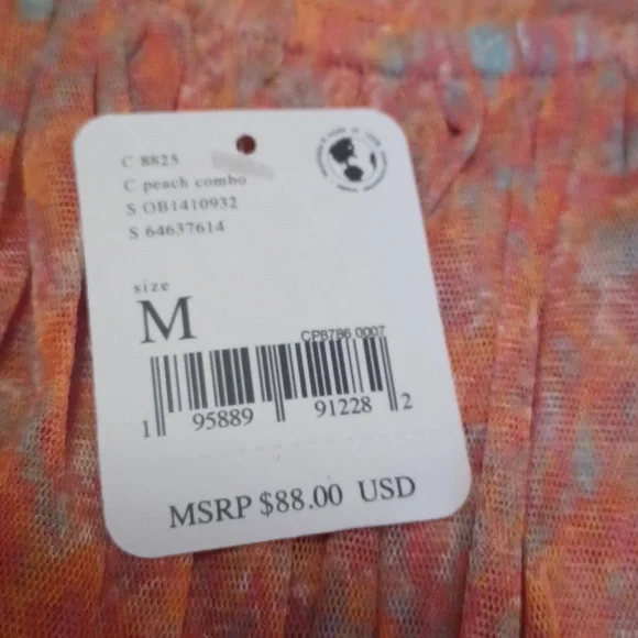 NWT Free People Penelope Peach Blouse Puff sleeve sz M - Picture 7 of 8